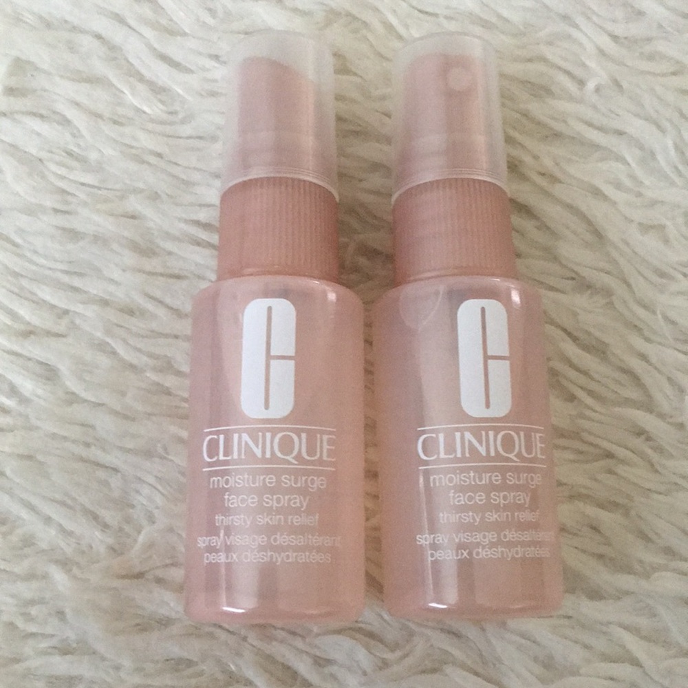 Clinique travel moisture surge face spray. 1 FL OZ / 30 mil each.